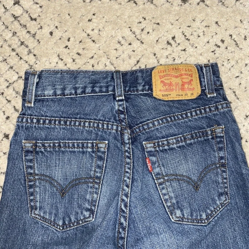 Levis 505 Denim Jeans Boys 10 Slim 23x25 Straight Regular Blue Med Wash Youth